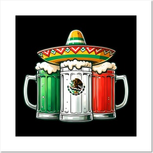 Mexico Beer Mexican Flag Sombrero Hat Cinco De Mayo Posters and Art